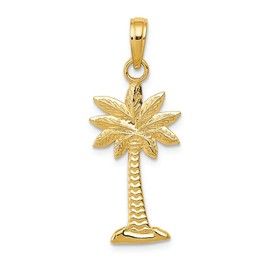 FJC Finejewelers 14k Yellow Gold Polished and Textured Palmetto Palm Tree Charm