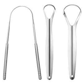 YLYL 3PCS Stainless Steel Tongue Scraper Portable for Adults