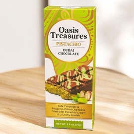 Oasis Dubai Chocolate Bar Pistachio, Crunchy Loaded Viral Knafeh Chocolate Bar with Pistachio Cream and Knafeh 2.47OZ