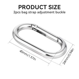 2 Pcs Spring O Ring Clip for Purse Strap - Oval Snap Keychain Clip, Silver Alloy Round Buckle Hook, Purse Strap Extender for Keys, Bag, Handbag, Crafts 1.93"0.94"