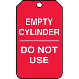 Accuform MGT202CTM PF-Cardstock Cylinder Status Tag, Legend "Empty Cylinder Do Not Use", 5.75" Length x 3.25" Width x 0.010" Thickness, White on Red (Pack of 5)