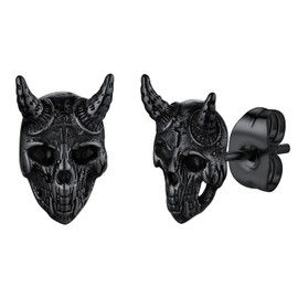 Punk Satan Stud Earrings 316L Stainless Steel Satanic Jewelry for Woman