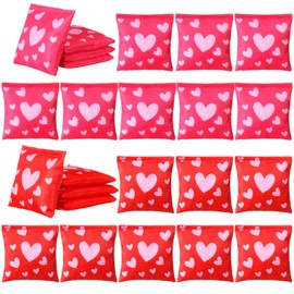 Foilswirl 24 Pieces Mini Cornhole Bags Nylon Toss Bean Bags Filled Corn Hole Bags Dual Sided Tossing Beanbags for Outdoor Family Games Hand Toss Games Party Supply, 2 Styles (Valentine's Day)