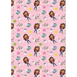 Gabbys - Carta da regalo per casa delle bambole, 2 fogli con 2 etichette