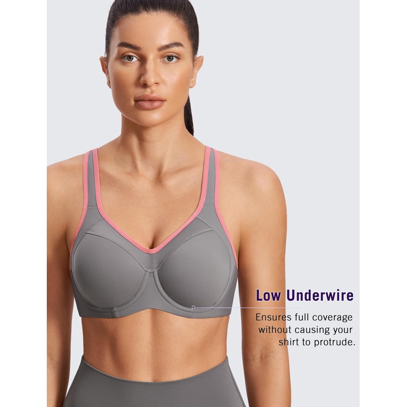 SYROKAN Women's Full Support High Impact Racerback Lightly Lined Underwire