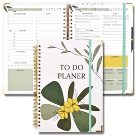 To Do Planner Daily Planner A5: Daily Planner - Notebook with To Do List Spiral 120 Pages/60 Sheets 148 x 210 mm with Hard Cover for Organiser School and Office