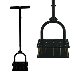 CASUSEN Lawn Aerator Spike Aerating 15 Stainless Steel Nails Spring-Loaded Automatically removes Dirt and Saves Effort Tool Soil Tools for Yard Garden,Manual Grass Aerator Tool (Black)