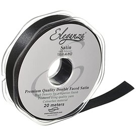 Eleganza Double Faced Satin 15mm x 20m Black No.20, 15 mm x 20 m