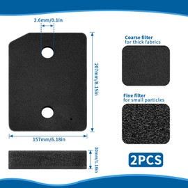 Pyroclasia Set of 2 Dryer Filters for Miele T1 9164761 Series Original Base Filter for Heat Pump Dryers 207 x 157 x 30 mm Sponge Filter Dryer Replacement Parts Foam Filter Sponge Fine / Coarse