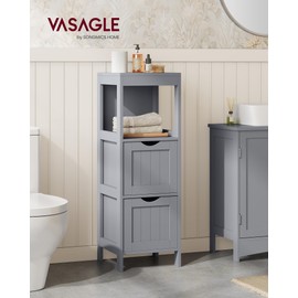VASAGLE Storage Cabinet, Storage Organizer Rack Stand for Bathroom, Living Room, Bedroom, Multifunctional Corner Unit, 2 Drawers, 35 Inches in Height, Dove Gray UBBC042G02
