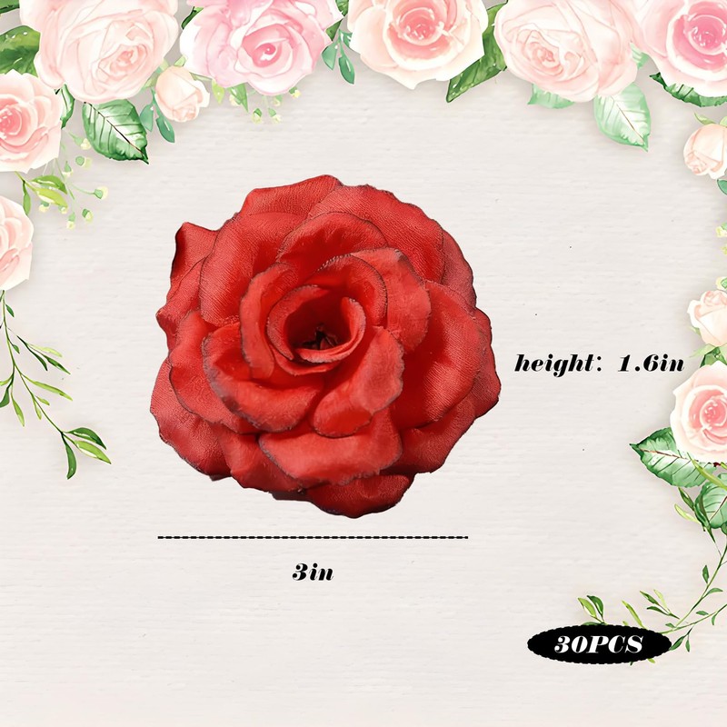 30 Pack Red Roses, Artificial Flowers Fake Silk, Real Looking