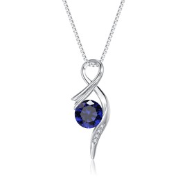 Loutade Silver Necklaces for Women, 925 Sterling Silver Necklaces Pendant with Sapphire Zircon, 45 + 5cm Silver Necklaces Chain with Zircon Pendant Necklaces Fashion Jewelry Gifts for Christmas