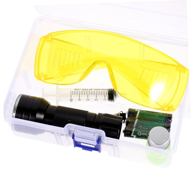 CHILDWEET 1set Car Air Conditioner Leak Detector Kit Uv Flashlight