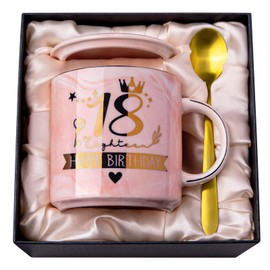 18th Birthday Gifts for Girls, Happy 18 Year Old Girl Birthday Gifts, Unique Gift Ideas for 18 Year Old Girl Daughter, Niece, Granddaughter, Presents for 18th Birthday Decorations 14 Oz Pink Mug