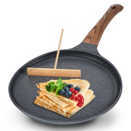 AOSION 9.5 inch Crepe Pan Nonstick Dosa Tawa Pan,Ceramic Coating Skillet Pan,Tortilla Pan for Pancake Omelette Steak Frying Egg with Ergonmic Handle,For All Stoves