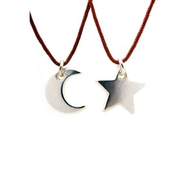 Lucky Feather Best Friend Necklaces for Women - 14K Gold Dipped on 16" Cord - Ideal BFF Gifts (Moon & Stars)