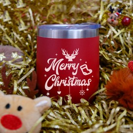 Makachen Christmas Wine Tumbler Set,Merry Christmas Gifts for Friends,Relaxing Bath Gifts Box Scented Candles Insulated Tumbler Mugs Gifts Set for Wife Mom Best Friend Red Sister