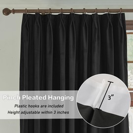 MAIHER Extra Wide Pinch Pleated Velvet Curtains 96 Inches Long, Heavy Thermal Insualted Patio Door Pinch Pleated Drapes for Traverse Rod Living Room- Room Darkening (1 Panel, 72" W x 96" L)