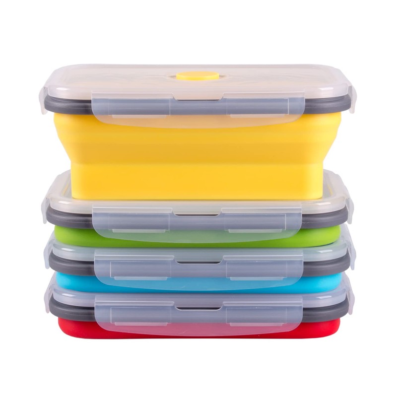 Collapsible Food Storage Containers with Airtight Lid, 27 oz, Kitchen
