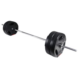 Fitvids Standard Coded and Vinyl Coated Olympic Barbell 60 Pound Weight Plate Set for Muscle Strengthening and Endurance Training