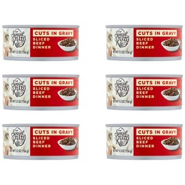 (6 Packs) Beef Flavor Gravy Sliced Wet Cat Food, 5.5 oz. Can, Provides 100% Complete and Balanced Nutrition for Adult Cats