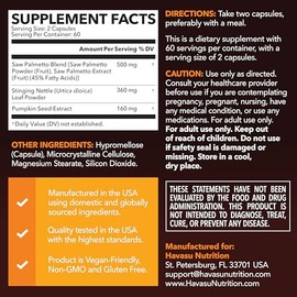 Saw Palmetto for Men - DHT Blocker & Prostate Health Supplement - Potent 3X Formula with Pumpkin Seed Oil & Stinging Nettle - Bladder & Urinary Suppor