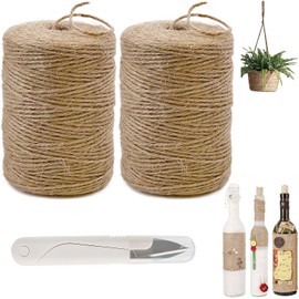 3 Piezas Cuerda De Yute, 2 Rollos De Yute Y Una Tijera, Mecate De Yute Para Manualidades, Decoración Del Hogar Y Jardinería, Rollo De Yute De 2 Mm X 100 M, Ideal Para Atar, Envolver Y Proyectos DIY