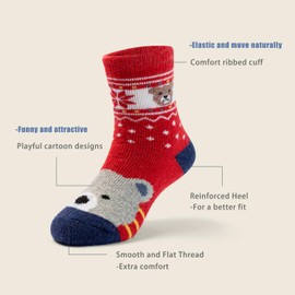 Girls Wool Socks Kids Thick Winter Warm Thermal Socks Fashion Cute Socks 6 Pack 8-10 Years