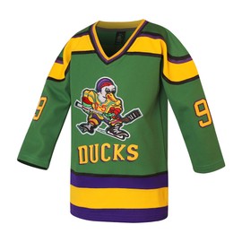 Youth Ducks Jersey 96 Charlie Conway Adam Banks Mighty Duck Shirt Movie Ice Hockey Jersey for Boys' S-XL (Small,Youth 99 Green)