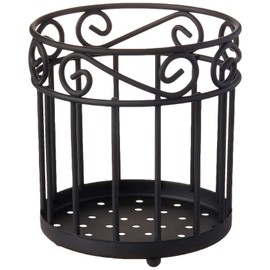 Spectrum Diversified Scroll Grande Holder & Kitchen Countertop Organizer Cooking Utensil Crock for Kitchen Organization & Storage, Cutlery & Flatware Caddy, Black
