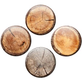 Fridge Magnets Tree Trunk Discs Gift Set of 4 Vintage Magnets Wood Look for Magnetic Board Strong Large Diameter 50 mm