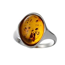 HolidayGiftShops Sterling Silver and Baltic Honey Ring with Amber Abigail, Baltic Amber, Baltic amber