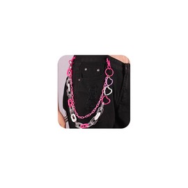 Wekicici Jeans Chain Acrylic Heart Pants Chain Rock Colorful Acrylic Link Heart Shape Hip Hop Jean Chains Pocket Chains Trousers Body Accessories for Women(Pink)