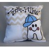 Bunnies and Bows Tan Chevron Tooth Fairy Pillow with Tooth