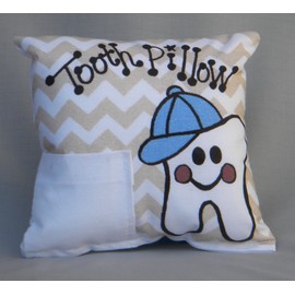 Bunnies and Bows Tan Chevron Tooth Fairy Pillow with Tooth Fairy Dust