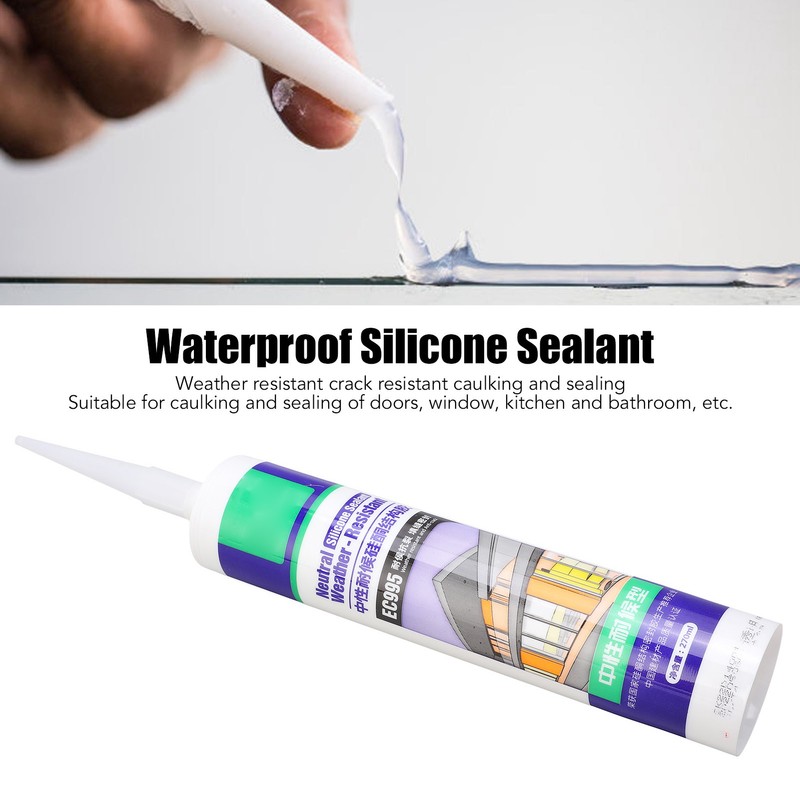 Silicone Sealant Waterproof Transparent Caulking Adhesive Cartridge RV Automotive Leak
