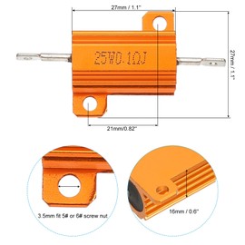 PATIKIL 25 W 0.1 Ohm Aluminium Casing Wire Wound Resistor, Pack of 2 Aluminium Housing Resistance Case with Screws Wire Wound Resistors Power Resistance 5% Tolerance, Golden