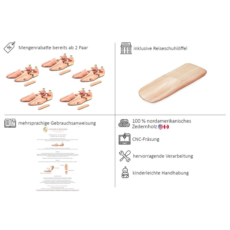 Langer & Messmer Red Cedar Shoe Trees, Size UK 9.5/10.5,