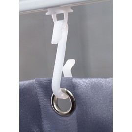 White Replacement Shower Curtain Pack of 24 Hooks and 24 Gliders, Ideal for Tracks and Rails