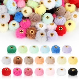 200 Pcs Fluffy Faux Fur Pom Pom Beads 20 Colors Pom Poms for Crafts Beads for Pens Beadable Items for DIY Pens Jewelry Keychain Making and Handicrafts Accessories