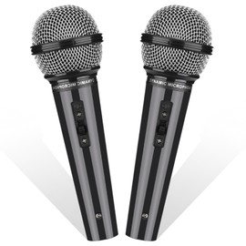 Mikrofon Attrappe, Simulation Microfon Schwarz, Interessant Gefälschte Mikrofon Requisiten, Mikrophon Spielzeug für Kinder Erwachsene Spaßbühne Fotografie Party Requisiten (Schwarz-2pcs)