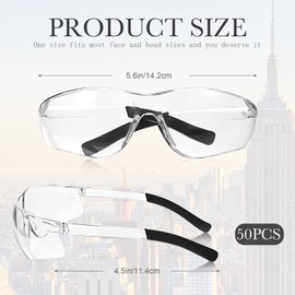 Queekay 50 Pcs Safety Glasses Impact UV Scratch Glasses Bulk Eye Protection for Men Working Lab Construction Science(Clear, Light Gray)
