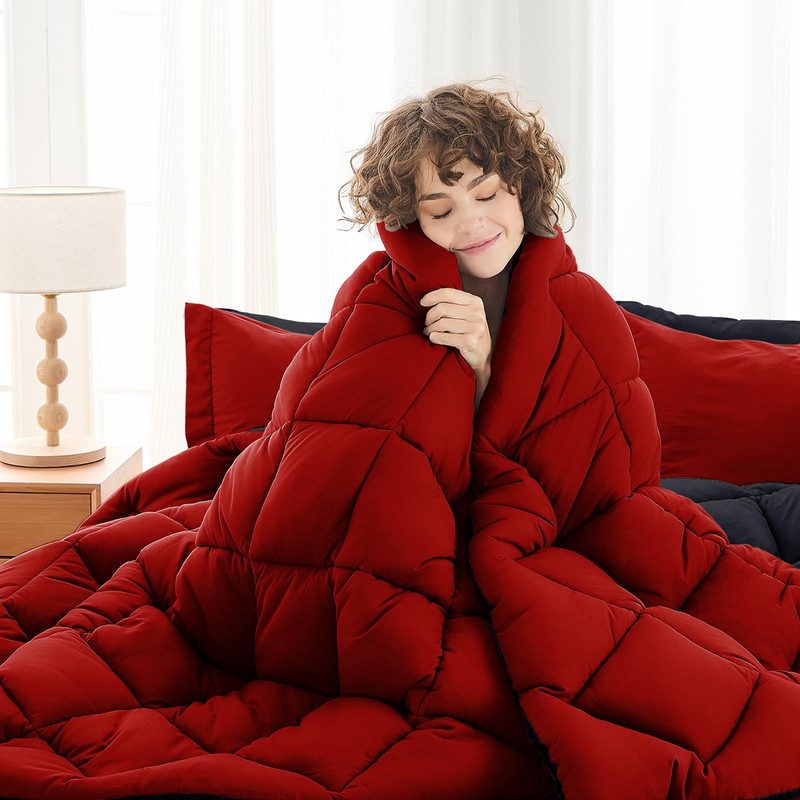 MUXHOMO 7 Pieces Queen Comforter Set, Reversible Bed in a