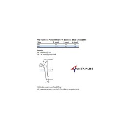 Bridco Stainless Steel 316 Pelican Hook M8 Course Pitch of 1.25 Marine Grade