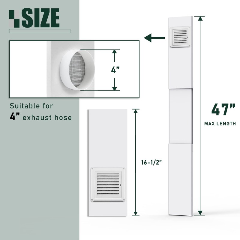 Flehomo Dryer Vent Window Kit with Louvered Vent Cover, Dryer