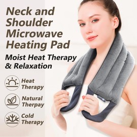 AiricePac AiricePac Microwave Heating pad for Neck and Shoulders Back 33 * 5" microwavable Moist Heat Pack Warm hot Compress Neck wrap Weighted Rice Bean Bag Reusable Herbal Nature Calming Portable Grey