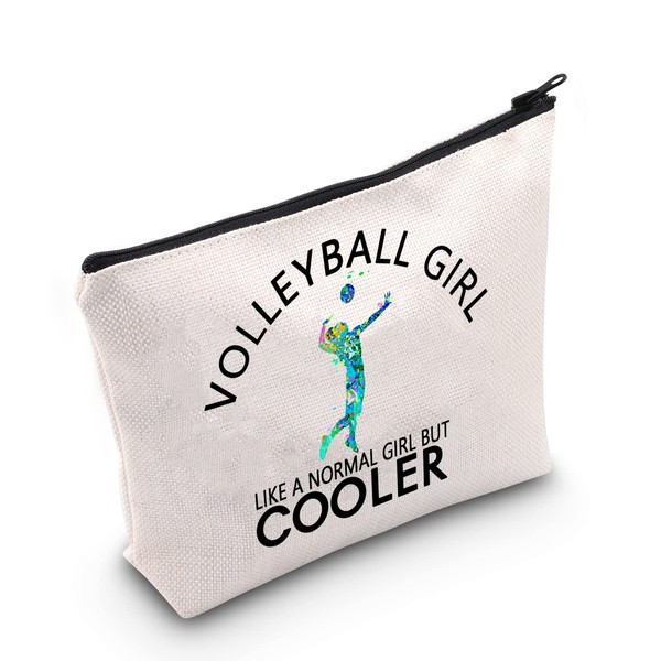 TSOTMO Volleyball Zipper Pouch Volleyball Sports Gift Volleyball Girl Like A Normal Girl But Cooler Cosmetic Bag Pack for Players Teams Women Girls (Volleyball Girl)
