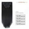 Aison Jet Black Clip in Hair Extensions Real Human Hair