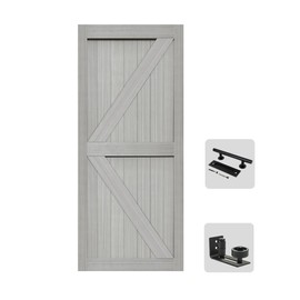 S&Z TOPHAND® 36in x 84in MDF Light Gray Barn Door, 21-60in Solid Barn Door Slab Covered with Water-Proof PVC Surface, Simple Assembly is Required