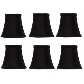 Upgradelights Set of 6 Chandelier Lamp Shades 5 Inch Black Silk with Gold Lining Bell